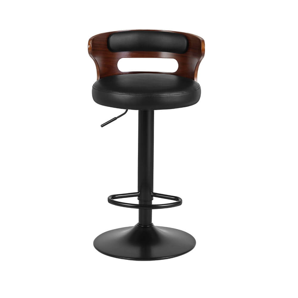 Sutton | Contemporary Black PU Leather Wooden Bar Stools With Arms | Set Of 2 | Black