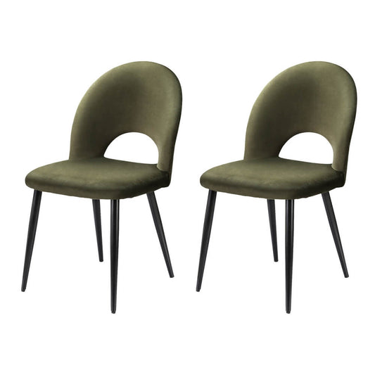 Swanage | Modern Green Velvet Dining Chairs | Set Of 2 | Green
