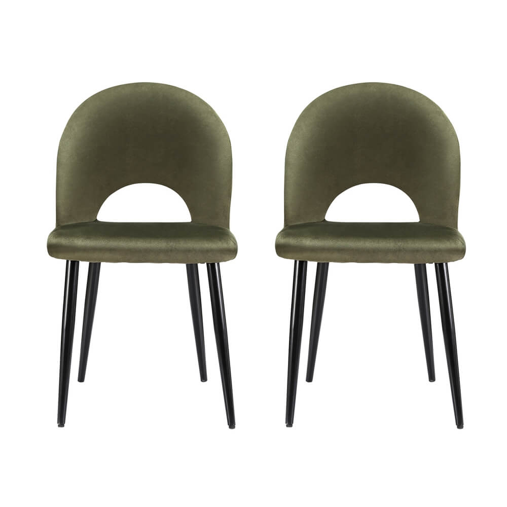 Swanage | Modern Green Velvet Dining Chairs | Set Of 2 | Green