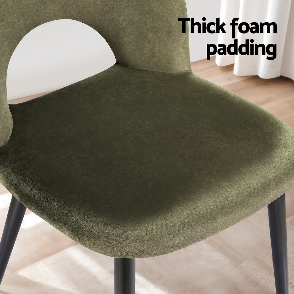 Swanage | Modern Green Velvet Dining Chairs | Set Of 2 | Green