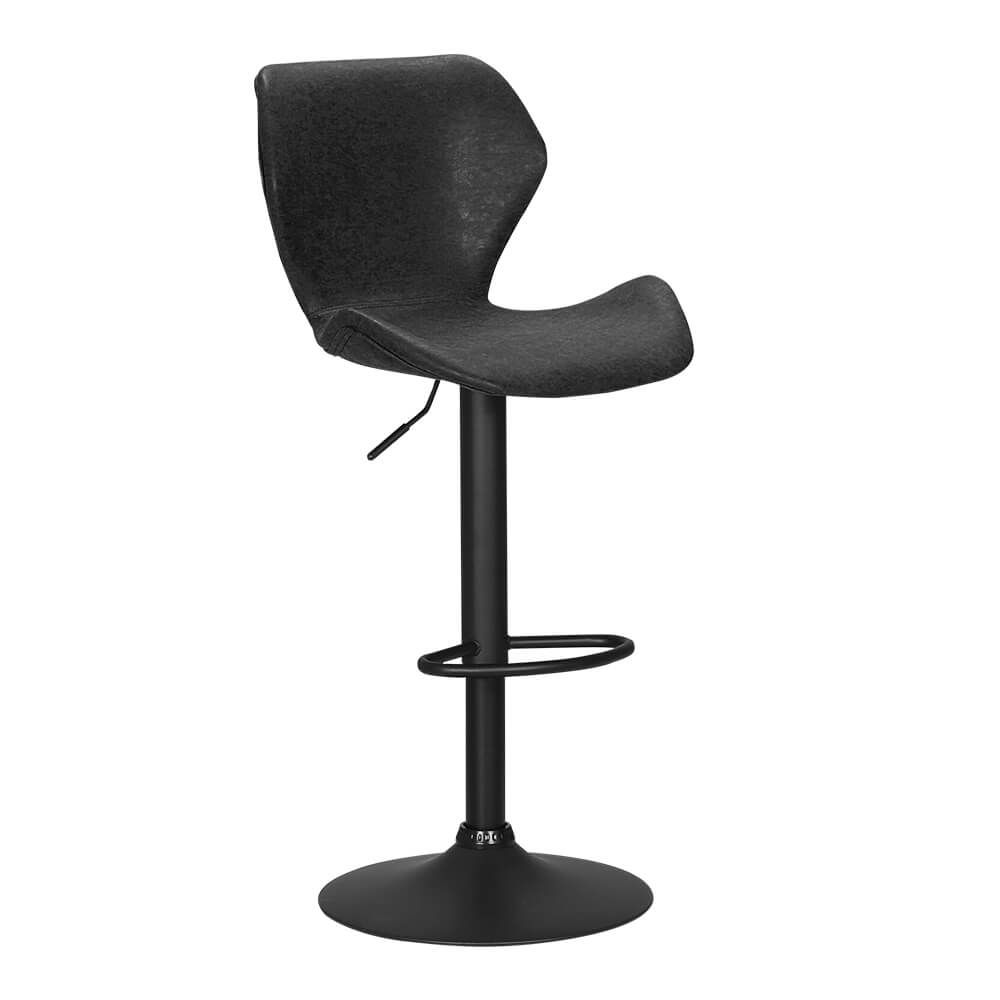 Thornleigh | Contemporary Swivel Brown Black PU Leather Bar Stools | Set Of 2 | Black