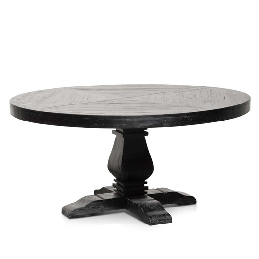 Torbay | 1.6m 4-6 Seater Natural Black Wooden Round Dining Table