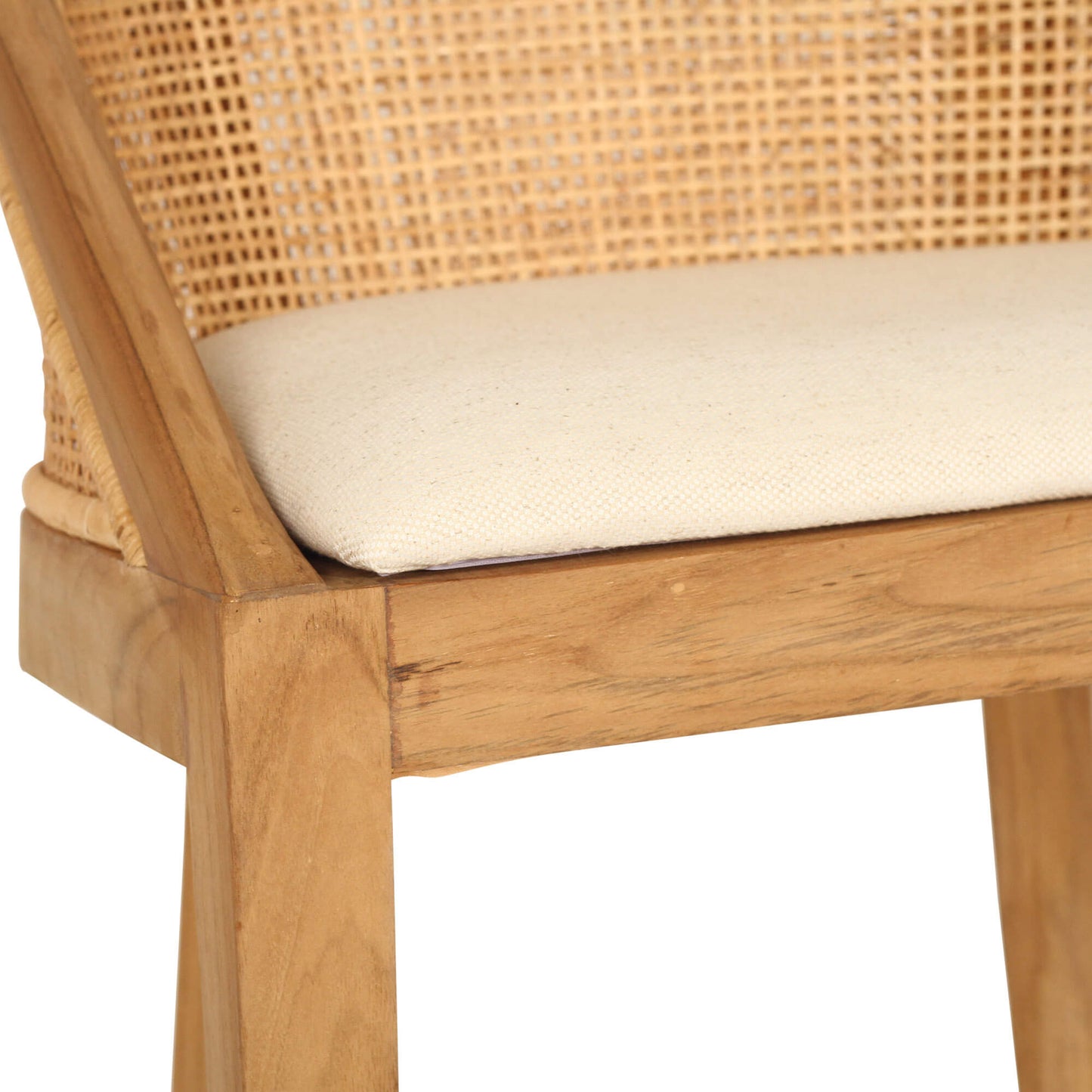 Coastal Teak Wood Natural Rattan Bar Stool | Natural