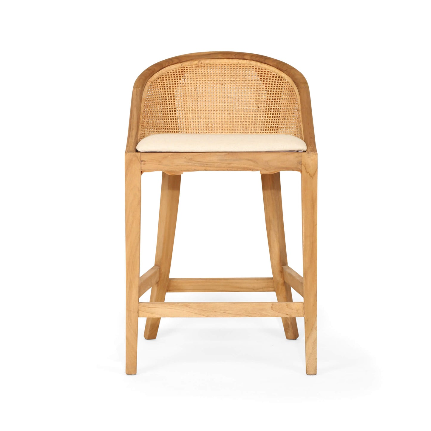 Coastal Teak Wood Natural Rattan Bar Stool | Natural