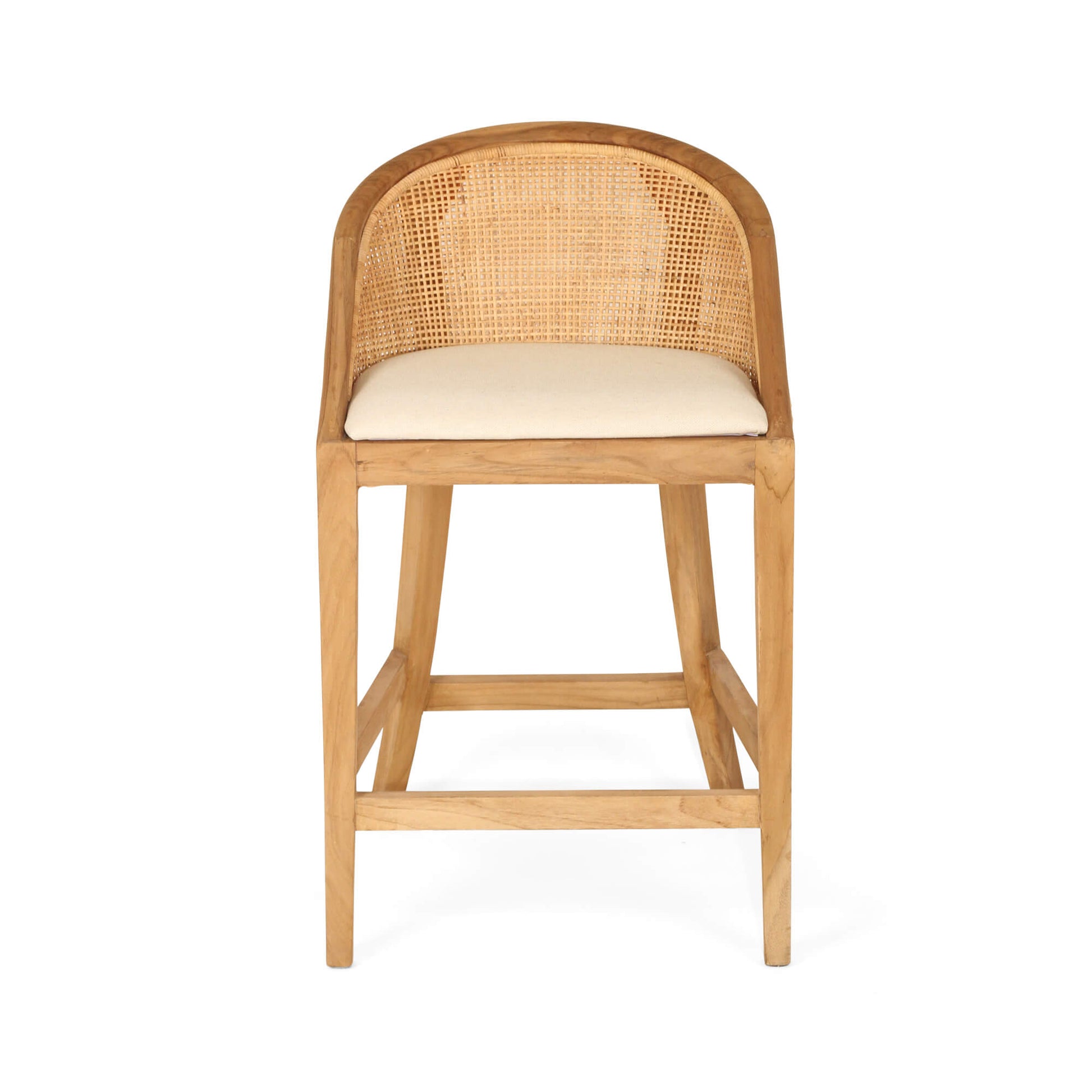 Coastal Teak Wood Natural Rattan Bar Stool | Natural