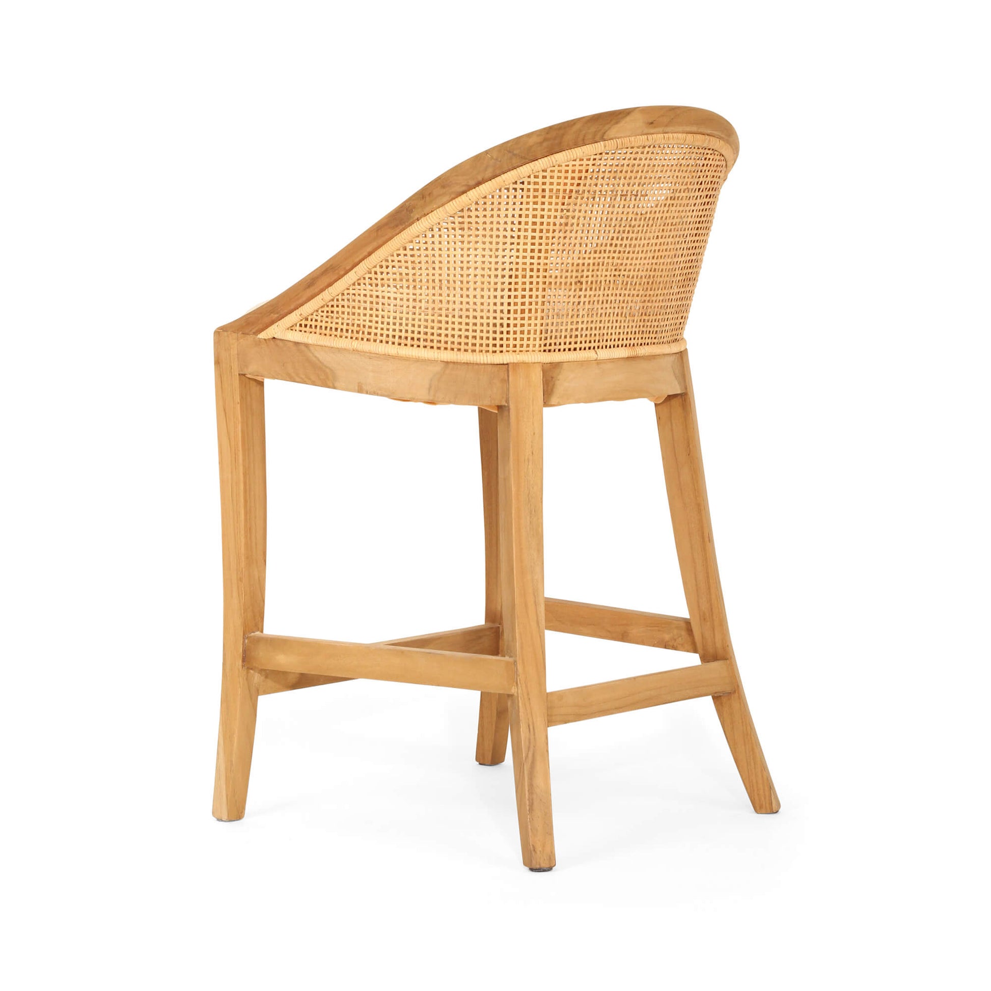 Coastal Teak Wood Natural Rattan Bar Stool | Natural