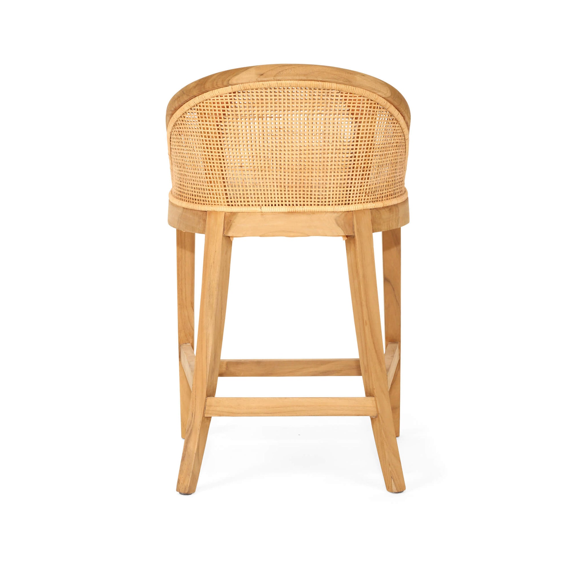 Coastal Teak Wood Natural Rattan Bar Stool | Natural