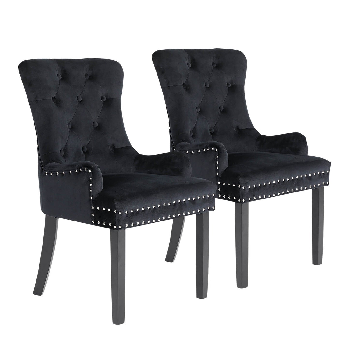 Toulouse | French Provincial Fabric Wooden Dining Chairs | Set Of 2 | Black