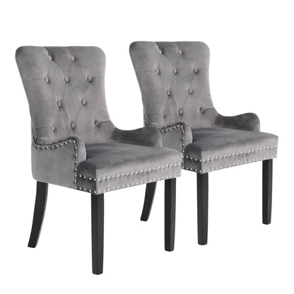 Toulouse | French Provincial Fabric Wooden Dining Chairs | Set Of 2 | Grey