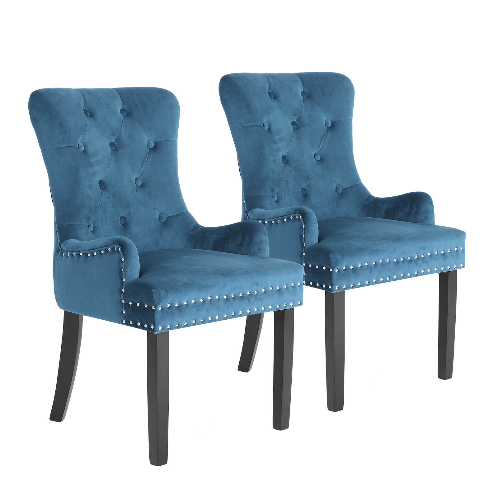 Toulouse | French Provincial Fabric Wooden Dining Chairs | Set Of 2 | Navy