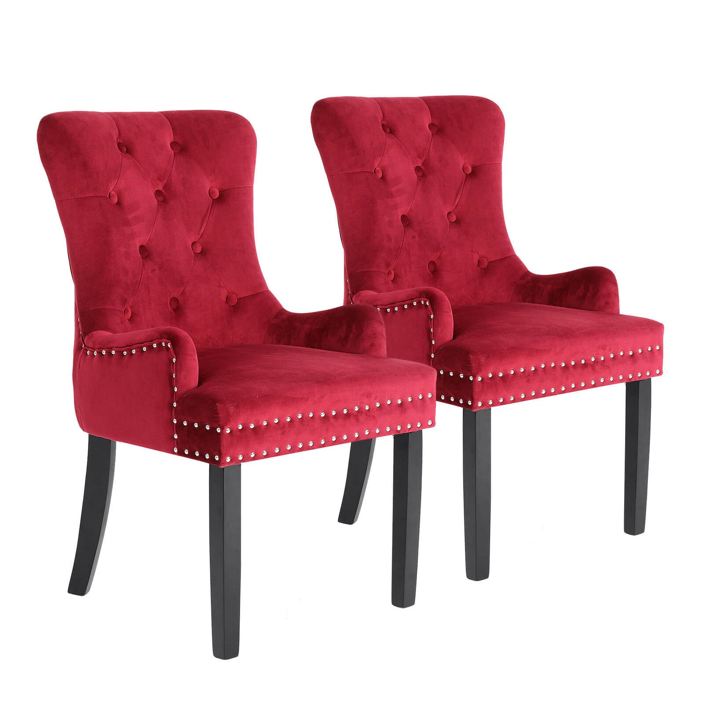 Toulouse | French Provincial Fabric Wooden Dining Chairs | Set Of 2 | Red