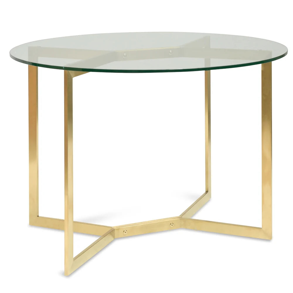 Trevean | Modern Metal 1.2m Round Glass Dining Table