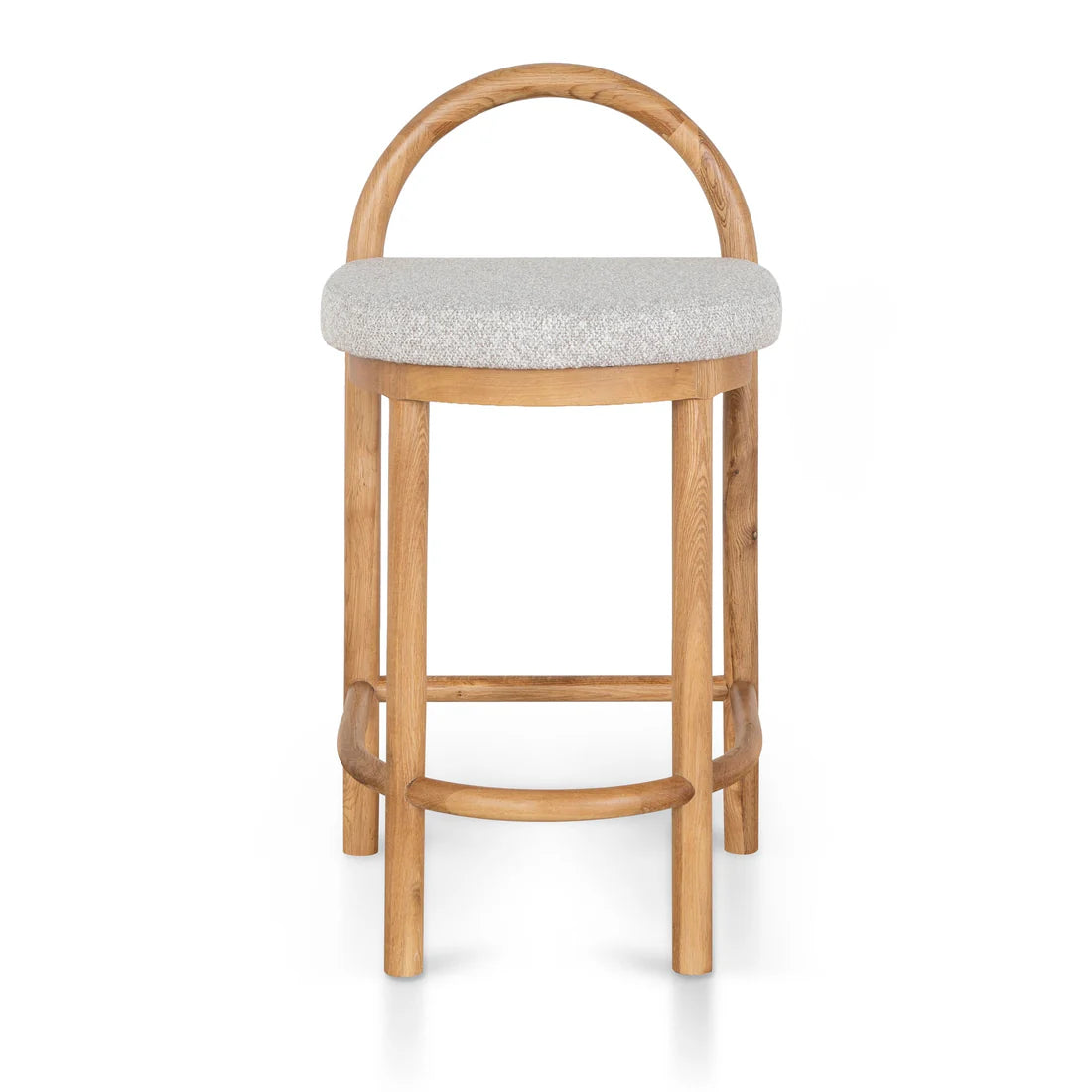 Tropea | Coastal Modern Clay Grey Fabric Wooden Bar Stool | Clay Grey