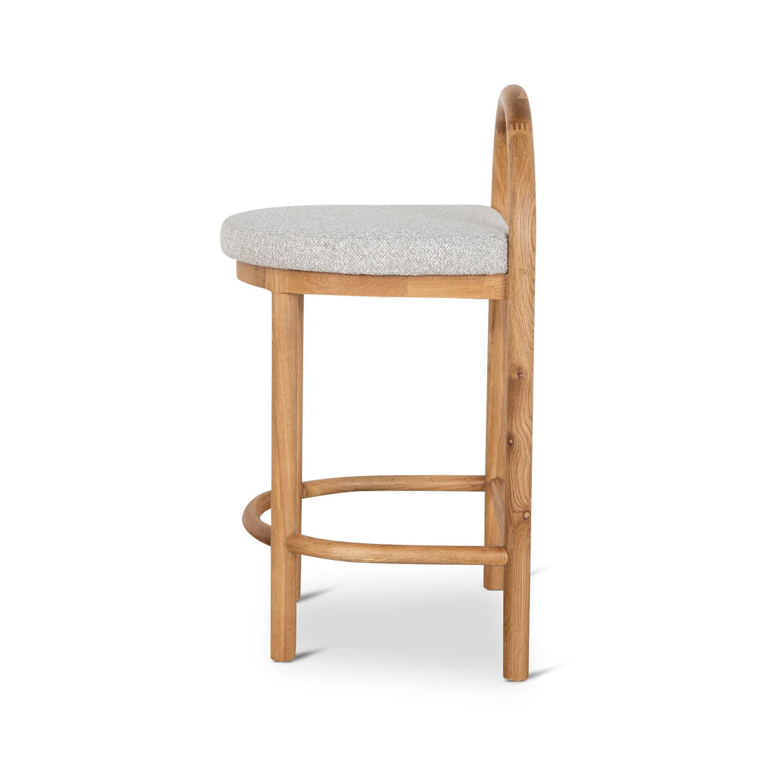 Tropea | Coastal Modern Clay Grey Fabric Wooden Bar Stool | Clay Grey