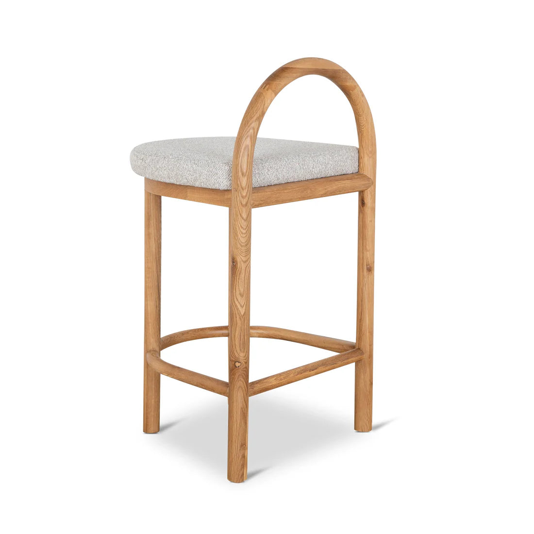 Tropea | Coastal Modern Clay Grey Fabric Wooden Bar Stool | Clay Grey