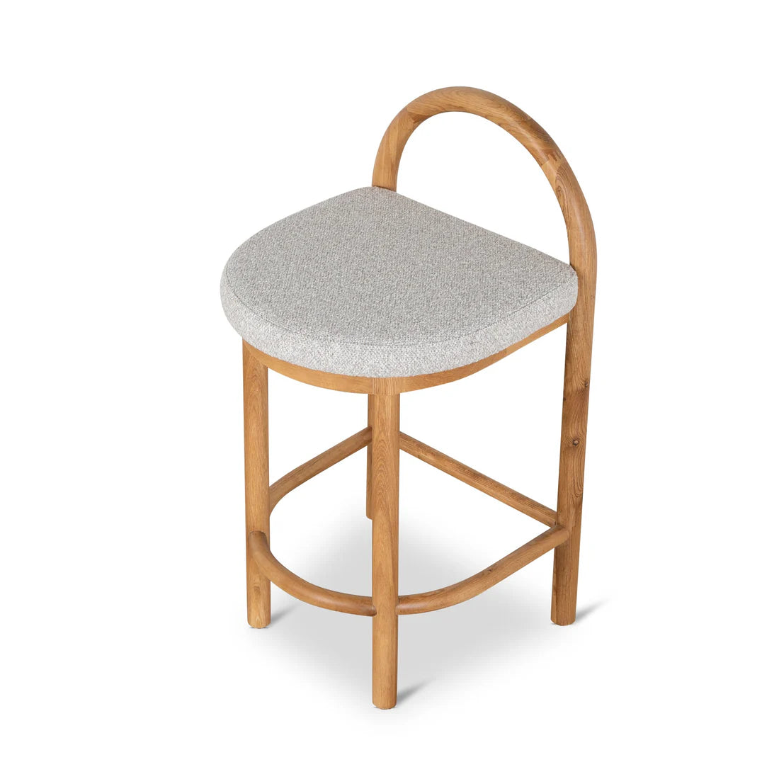 Tropea | Coastal Modern Clay Grey Fabric Wooden Bar Stool | Clay Grey