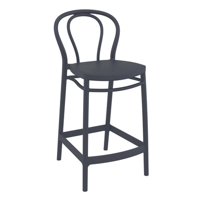 Vista | Plastic Country Style Outdoor Bar Stools | Set Of 4 | Anthracite