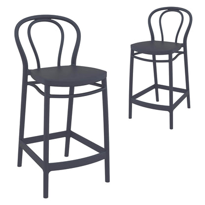 Vista | Plastic Country Style Outdoor Bar Stools | Set Of 4 | Anthracite