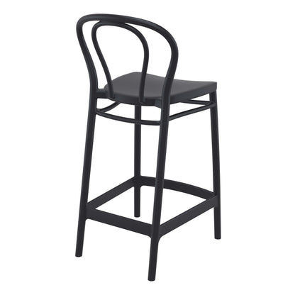 Vista | Plastic Country Style Outdoor Bar Stools | Set Of 4 | Black