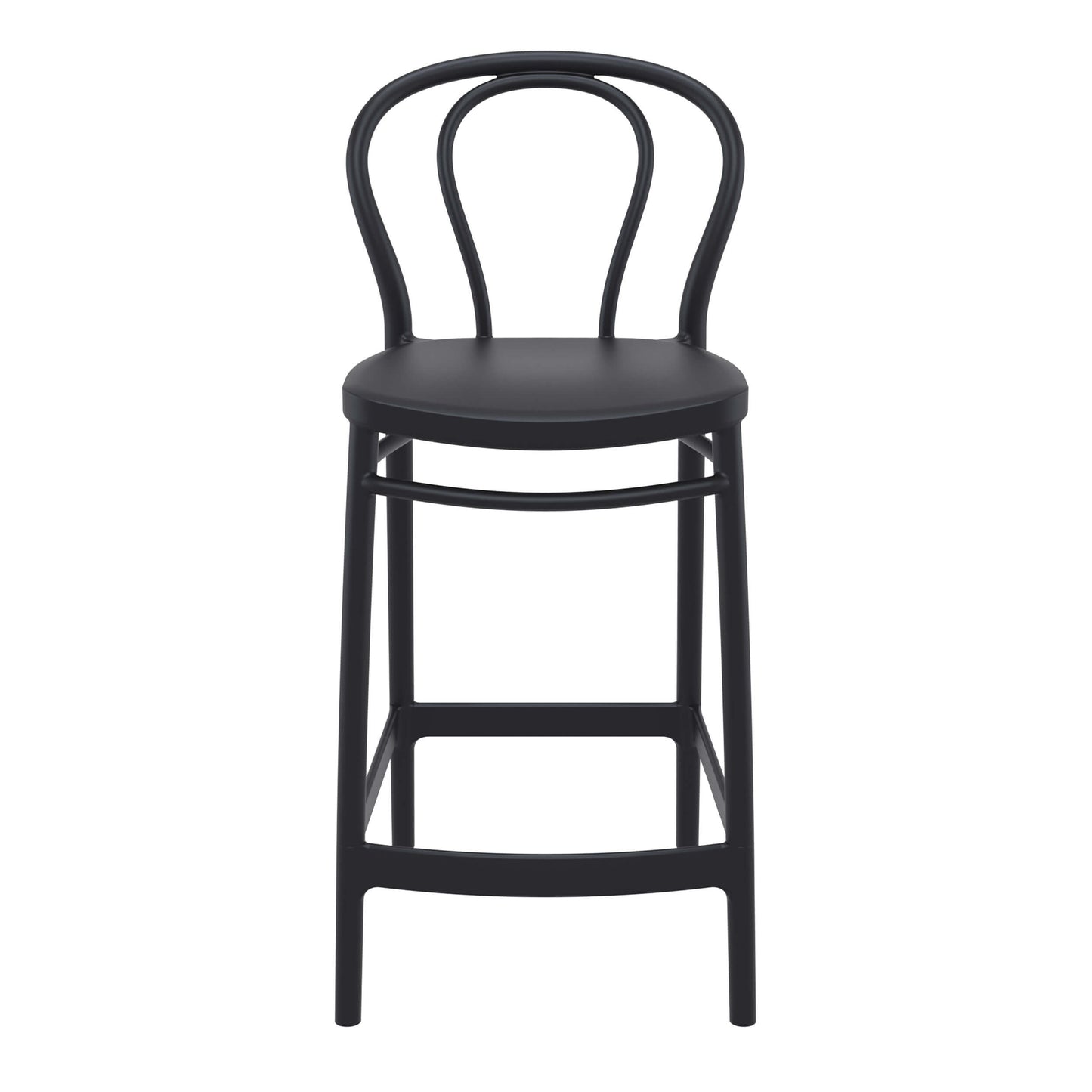 Vista | Plastic Country Style Outdoor Bar Stools | Set Of 4 | Black