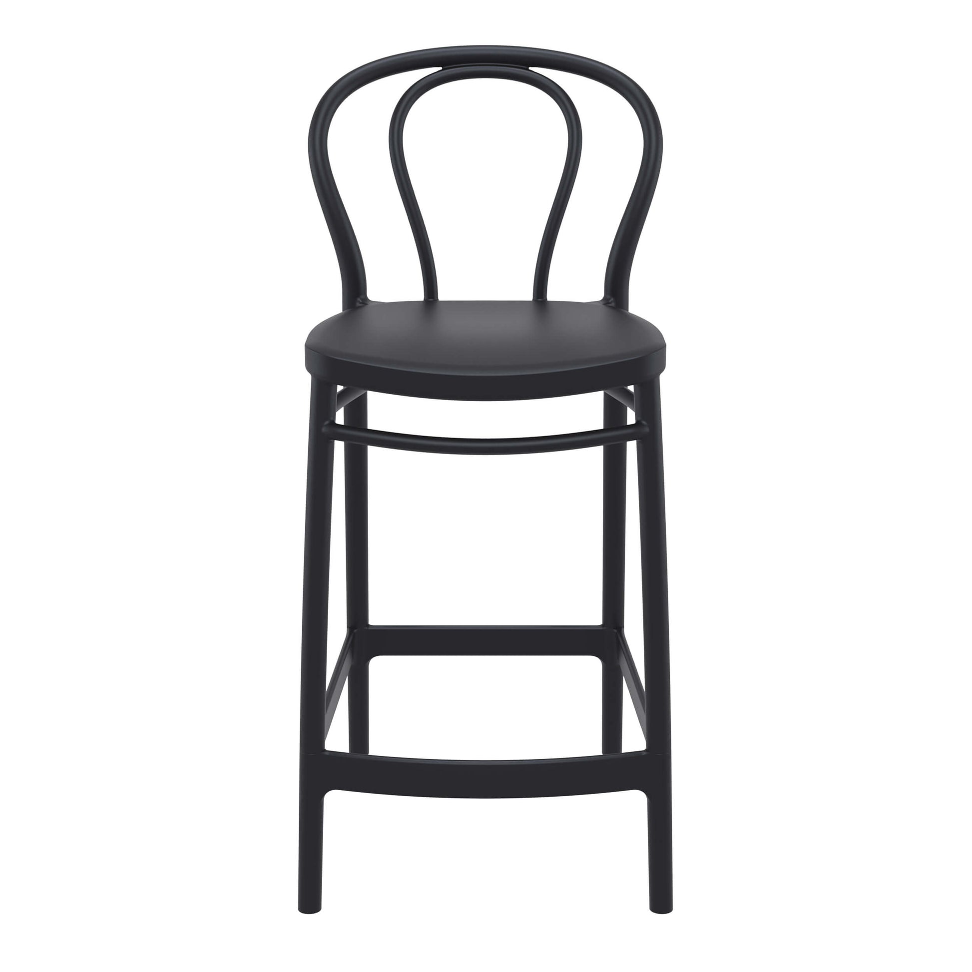 Vista | Plastic Country Style Outdoor Bar Stools | Set Of 4 | Black