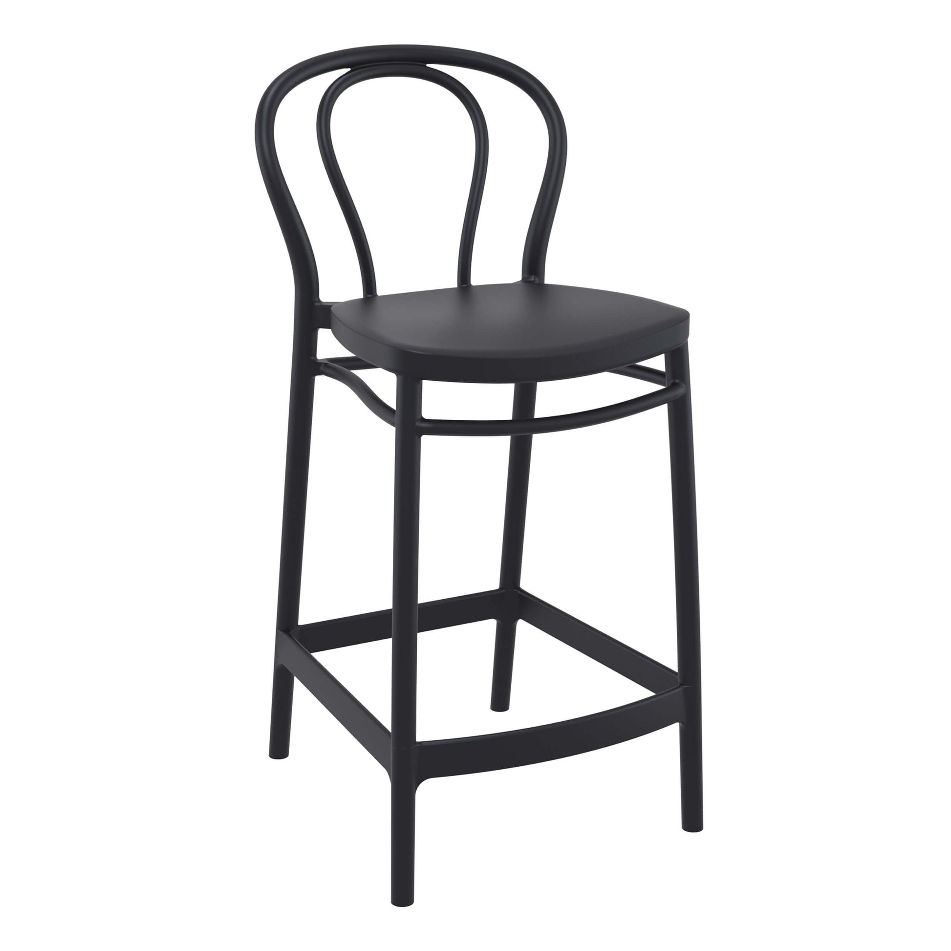 Vista | Plastic Country Style Outdoor Bar Stools | Set Of 4 | Black