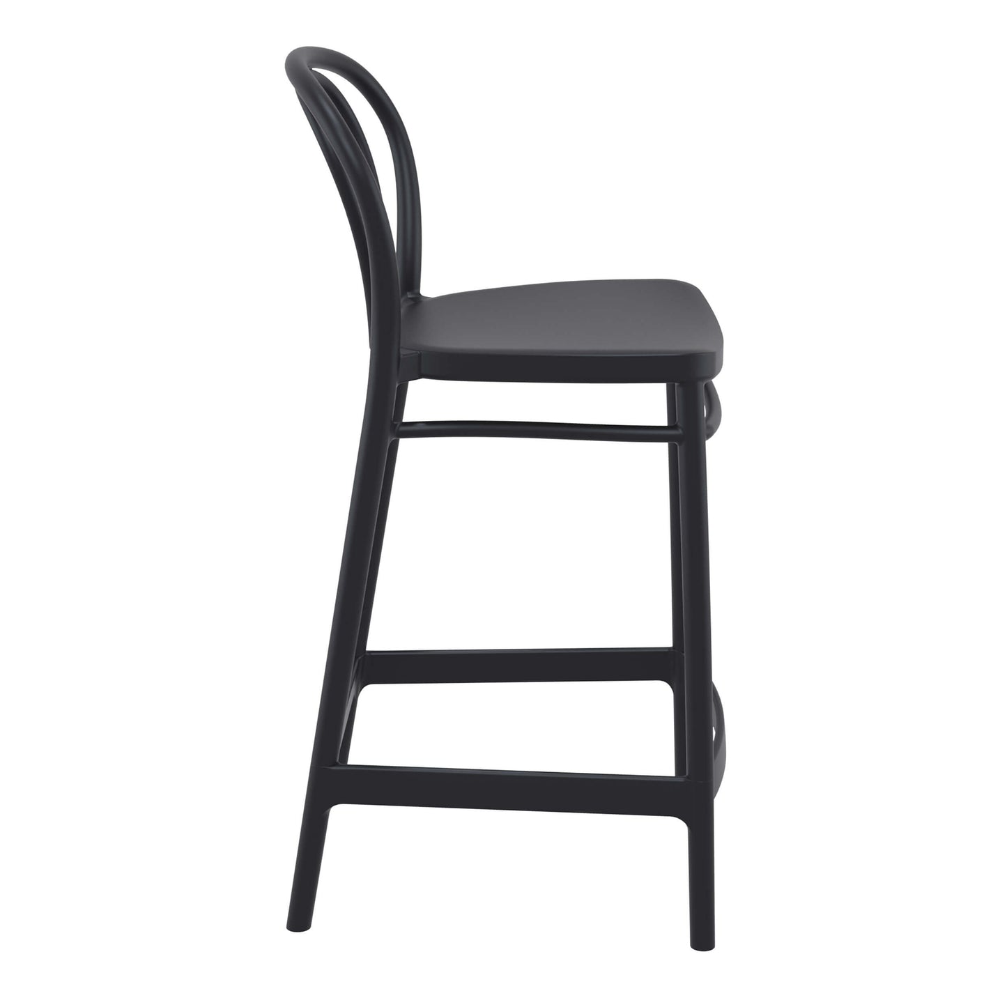 Vista | Plastic Country Style Outdoor Bar Stools | Set Of 4 | Black