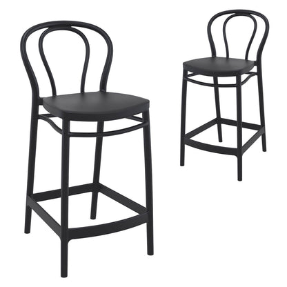Vista | Plastic Country Style Outdoor Bar Stools | Set Of 4 | Black