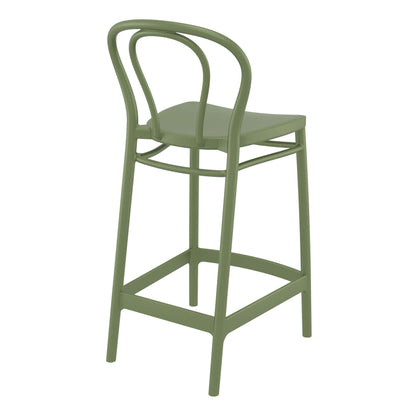 Vista | Plastic Country Style Outdoor Bar Stools | Set Of 4 | Green