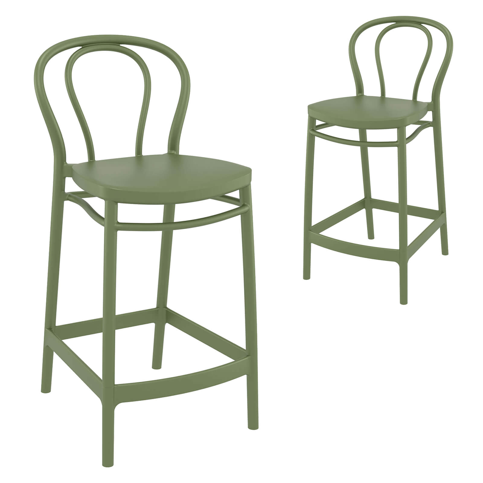 Vista | Plastic Country Style Outdoor Bar Stools | Set Of 4 | Green