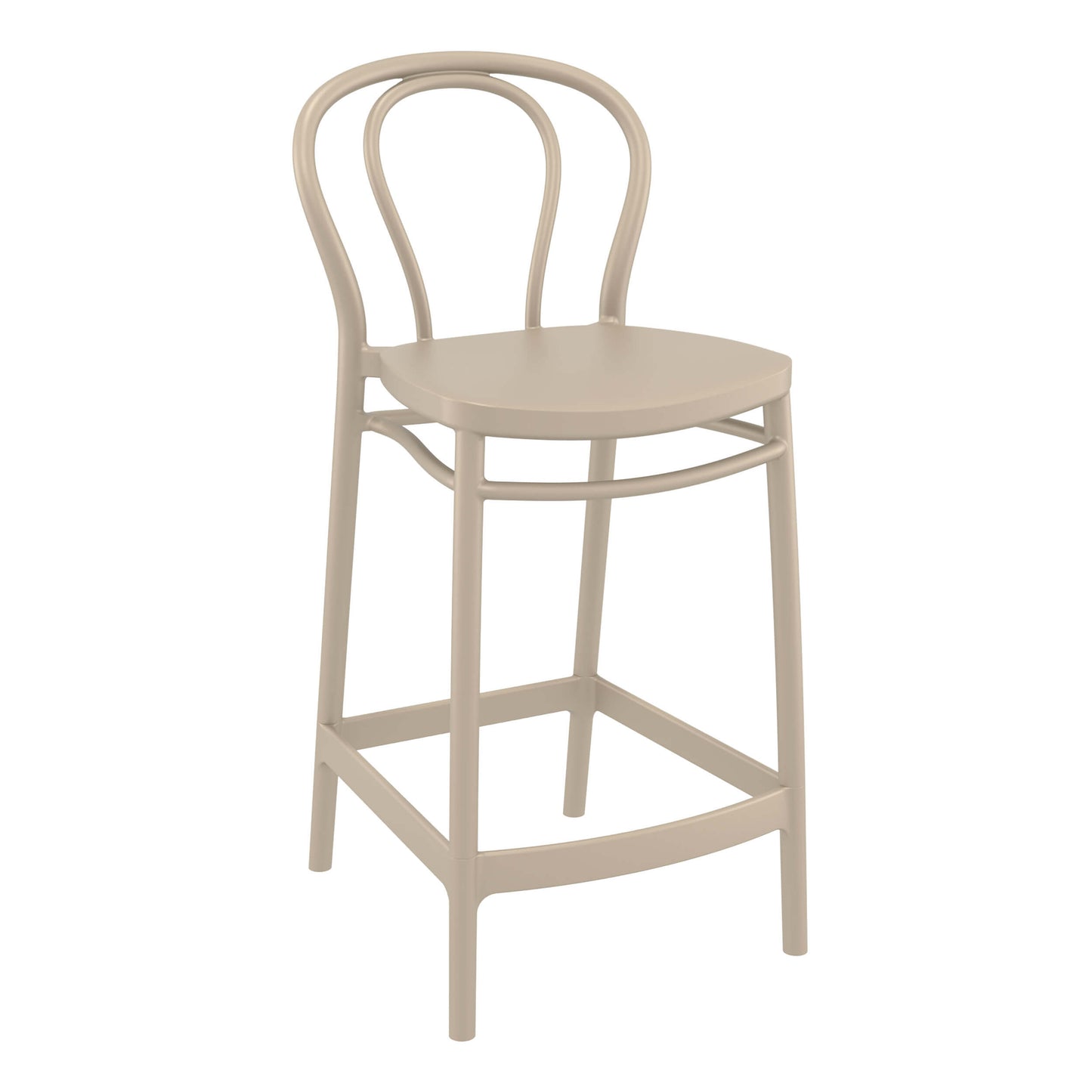 Vista | Plastic Country Style Outdoor Bar Stools | Set Of 4 | Taupe