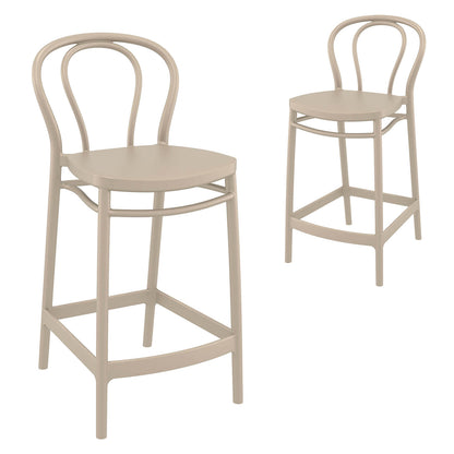 Vista | Plastic Country Style Outdoor Bar Stools | Set Of 4 | Taupe