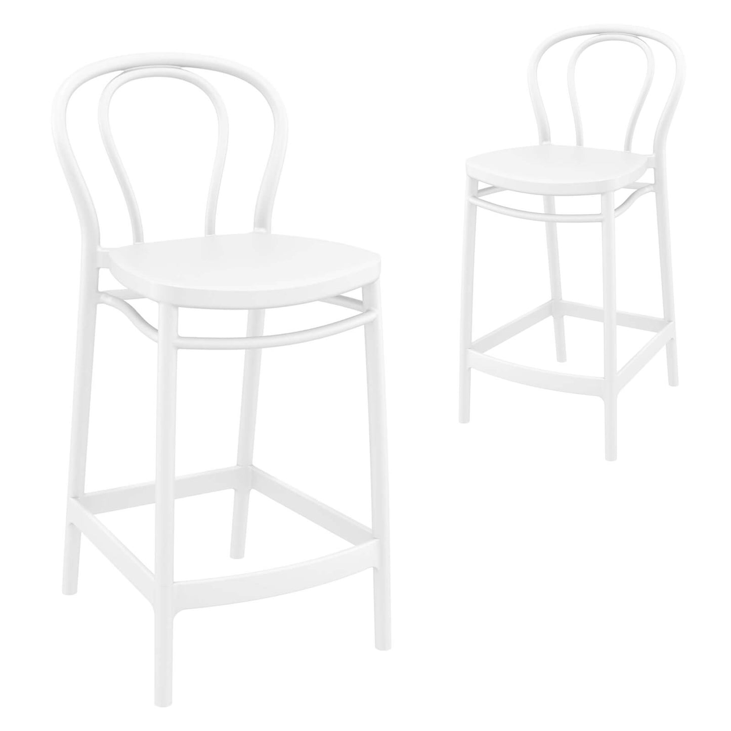 Vista | Plastic Country Style Outdoor Bar Stools | Set Of 4 | White