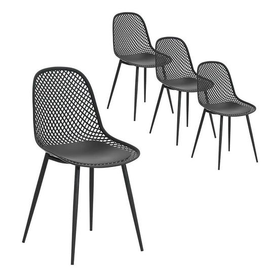 Westlake | Black and White Plastic Metal Outdoor Dining Chairs | Set Of 4 | Black