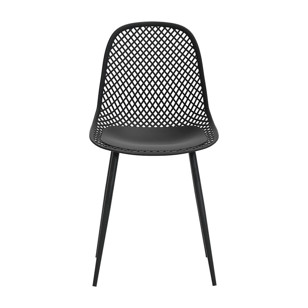 Westlake | Black and White Plastic Metal Outdoor Dining Chairs | Set Of 4 | Black