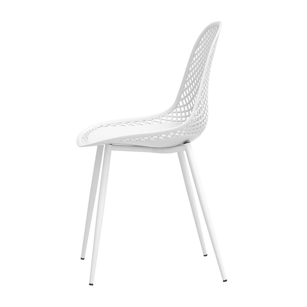 Westlake | Black and White Plastic Metal Outdoor Dining Chairs | Set Of 4 | White