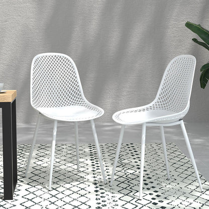 Westlake | Black and White Plastic Metal Outdoor Dining Chairs | Set Of 4 | White