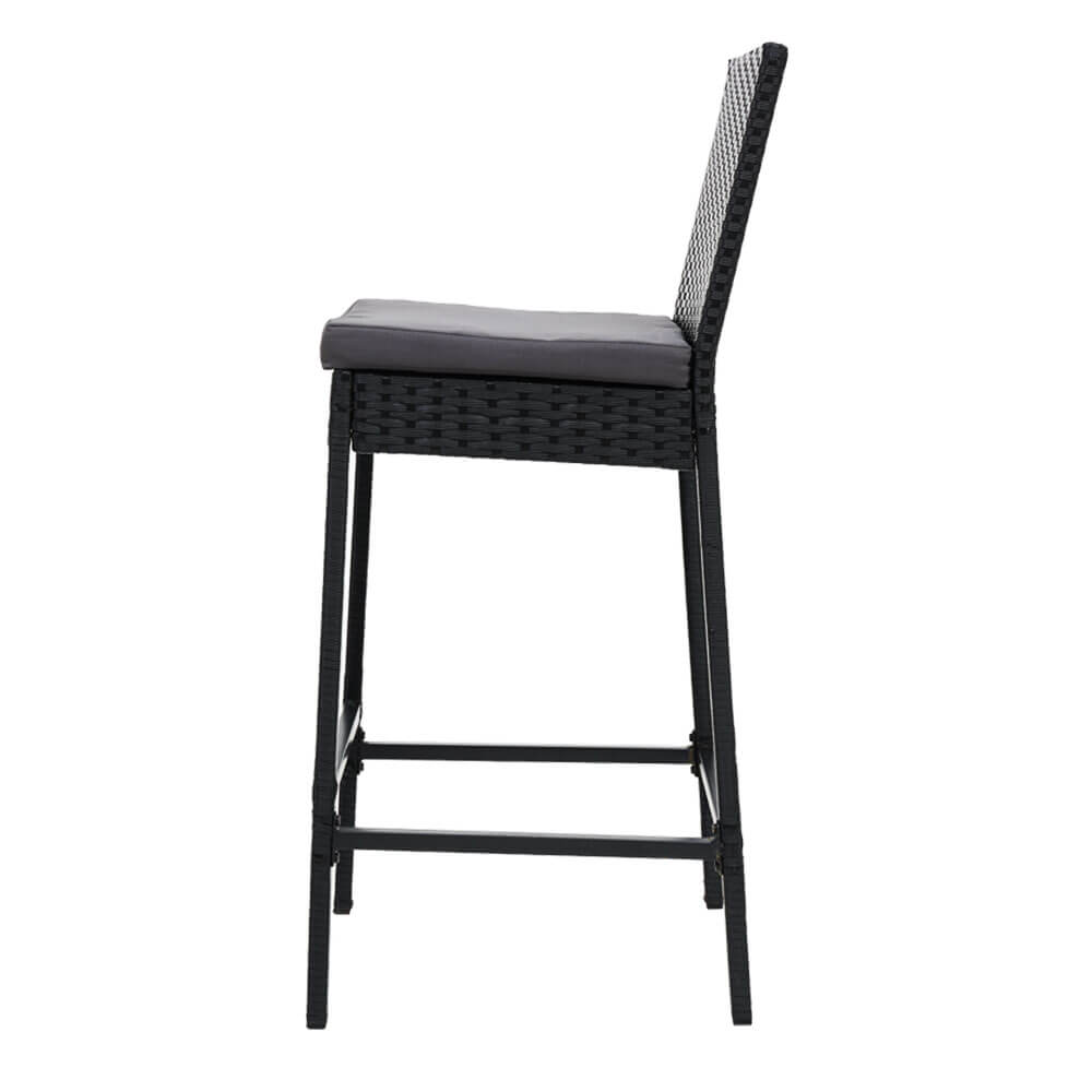 Whitehaven | Black PE Wicker Outdoor Bar Stools | Set Of 2 | Grey