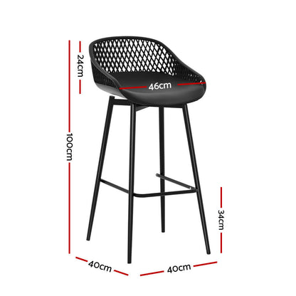 Whitsunday | Plastic Metal Black Outdoor Bar Stools | Set Of 4 | Black