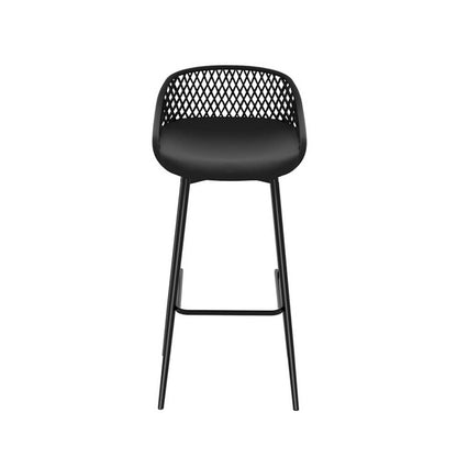 Whitsunday | Plastic Metal Black Outdoor Bar Stools | Set Of 4 | Black