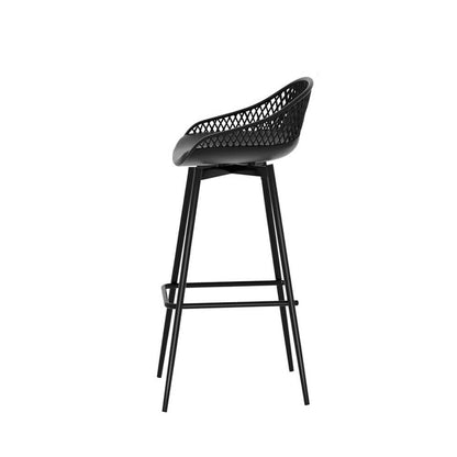 Whitsunday | Plastic Metal Black Outdoor Bar Stools | Set Of 4 | Black