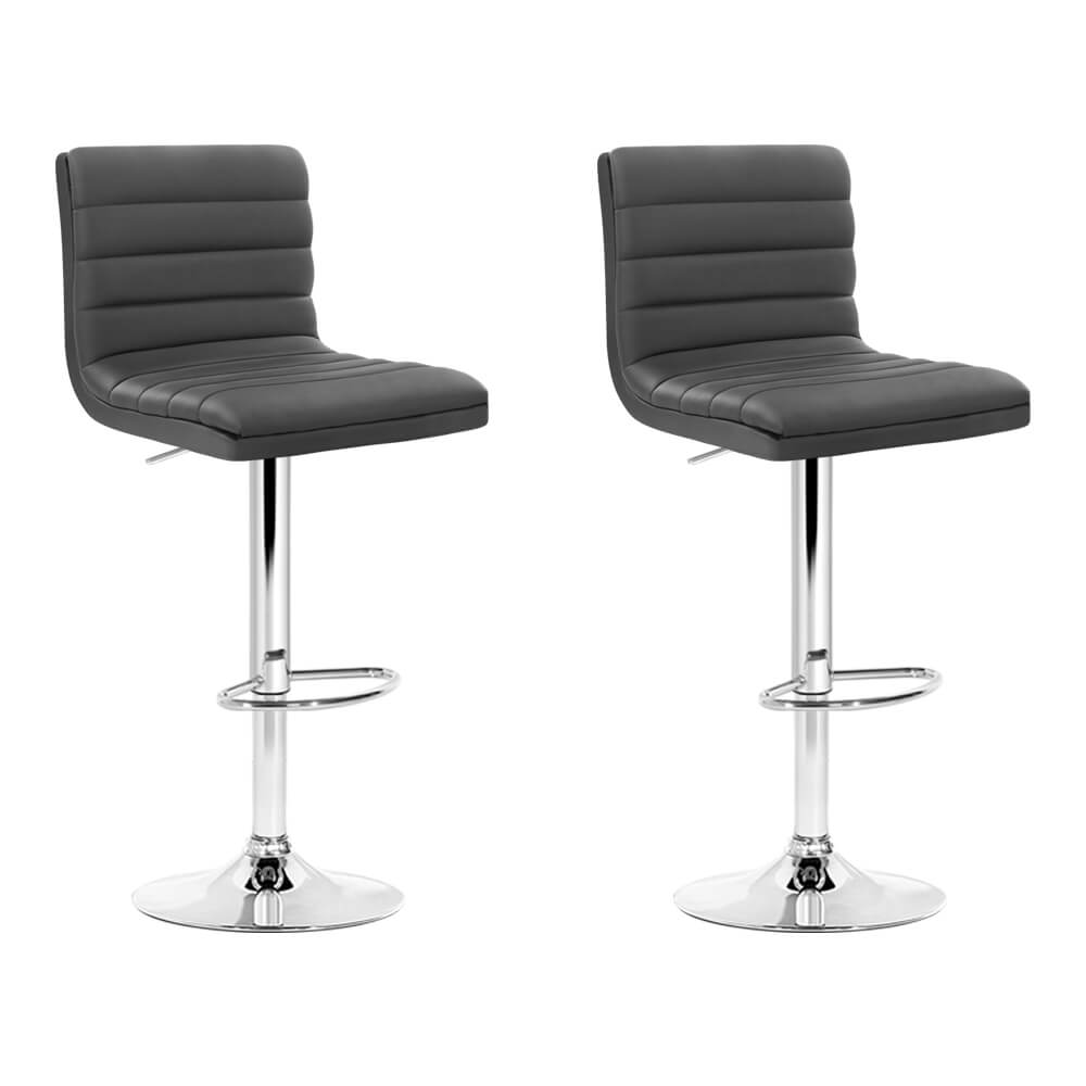 Yorke | Contemporary Swivel Grey PU Leather Bar Stools | Set Of 2 | Grey