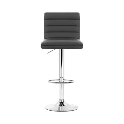 Yorke | Contemporary Swivel Grey PU Leather Bar Stools | Set Of 2 | Grey