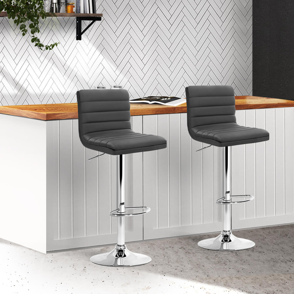 Yorke | Contemporary Swivel Grey PU LeaYorke | Contemporary Swivel Grey PU Leather Bar Stools | Set Of 2 | Greyther Bar Stools | Set Of 2