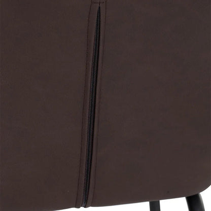 Canfield | Modern Metal Brown PU Leather Bar Stool With Arms | Brown