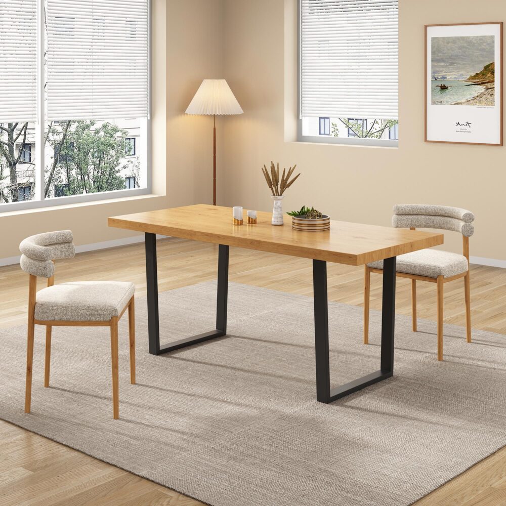 Galloway | Modern Industrial 170cm Rectangular Natural Wooden Dining Table | Natural