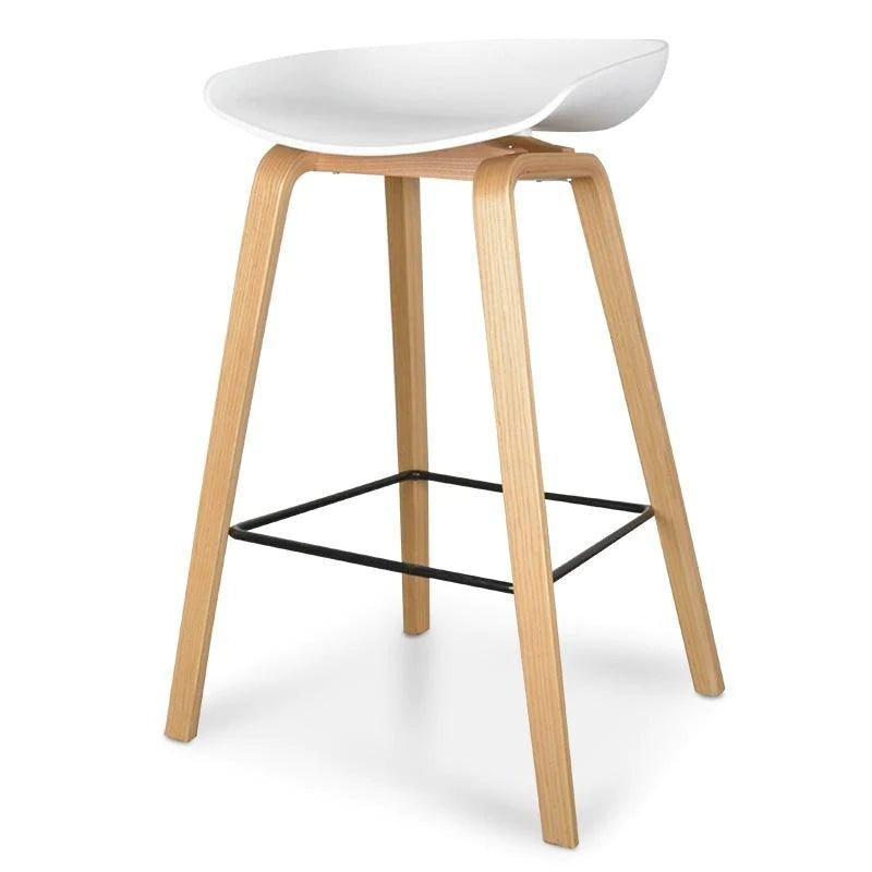 Marbella | Contemporary Coastal Wooden Bar Stool | White