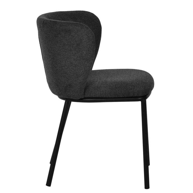 Grey Modern Metal Fabric Dining Chairs 