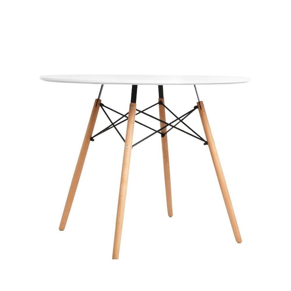 Minerva | Modern Coastal Wooden 4 Seater Round Dining Table | White