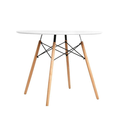 Minerva | Modern Coastal Wooden 4 Seater Round Dining Table | White